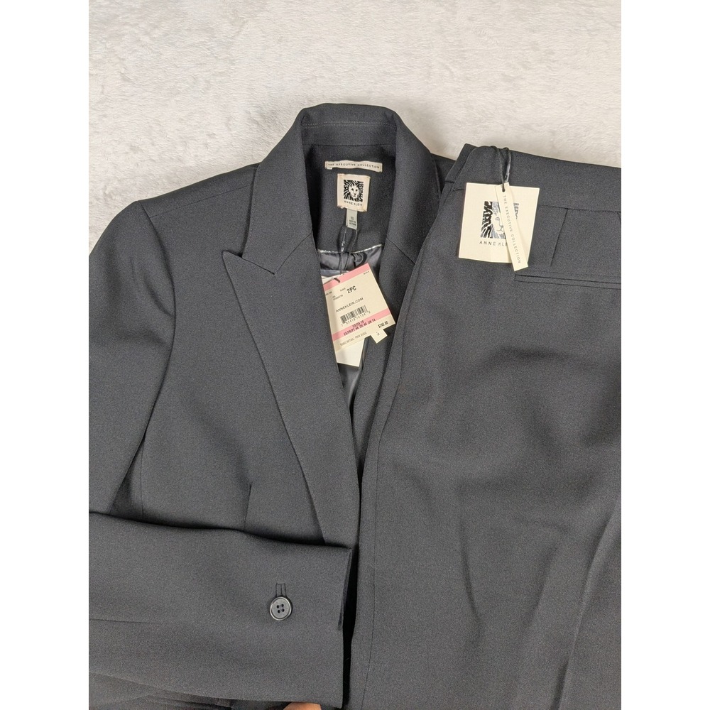 NWT $240 Anne Klein Executive Collection Womens Black Wool Blend Suit Size‎ 10
